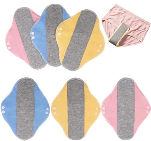 6 Piezas Compresas Reutilizables, 22x17 cm Protectores de Bragas Lavables