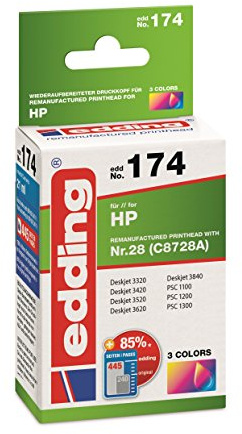 edding Druckerpatrone EDD-174 - Einzelpatrone (3-Farbig) - 21 ml - Reichweite 390 Seiten - Ersetzt HP 28 (C8728A)