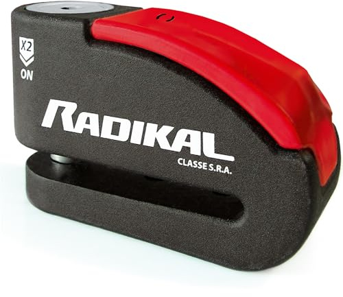 RADIKAL RK15 Premium Motorcycle Disc Lock with Alarm | Optional Activation, 120 dB, LED Alert, Warning Pre-Alarm | SRA Approved Anti-Theft Brake Disc Lock, Double Locking 14 mm Hardened Steel