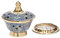NKlaus 2750 Räucherschale Messing bemalt mit Gitter, blau h7,5cm, d8 cm, 200gr