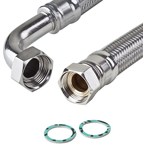 Stabilo-Sanitaer Panzerschlauch aus hochwertigem Edelstahl, Größe 1 Zoll, Länge: 100 cm, mit Innengewinde und Bogenanschluss, ideal für Hauswasserwerke