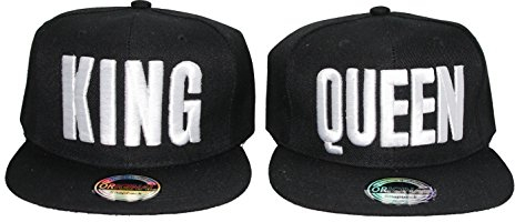 Snapback Cap King Queen Mr Mrs Brother Sister Damen Herren Caps Camouflage (K&Q Black)