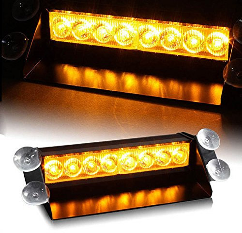 Hehemm - lampe stroboscopique d'avertissement d'urgence 8 LED pour pare-brise de voiture gyrophare (orange)