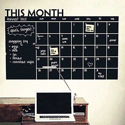 DIY Monatsplan Kalender Kreidetafel Abnehmbare Wandsticker Zeichnen Schwarze Tafel Lernen Wandaufkleber Monatsplaner Blanko Wiederverwendbare Bürobedarf (Schwarz)