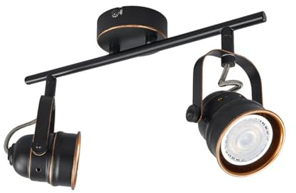 Lindby Deckenlampe 'Leonor' (Retro, Vintage, Antik) in Schwarz aus Metall (2 flammig, GU10) - Deckenleuchte, Lampe, Wohnzimmerleuchte