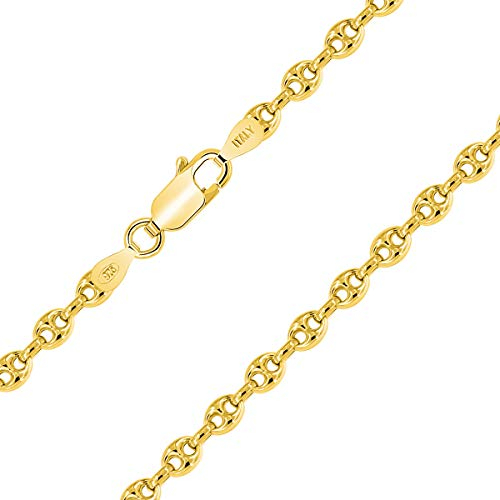 PLANETYS - Kaffeebohne Bohnenkette 925 Sterling Silber 18K Vergoldet Kette - Halskette - 3.2 mm Breite Längen: 65 cm