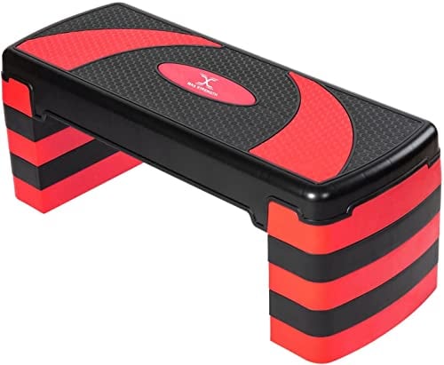 MAXSTRENGTH Aerobic-Übungs-Stepper 5 einstellbare Stufen – ideal für Zuhause, Fitnessstudio, Fitness, Workout-Ausrüstung, Cardio, Yoga (rot)