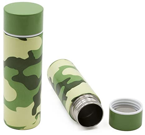 CASEMATIX CM Stainless Steel Pocket Spittoon 5-Ounce Travel Spit Cup - Portable Dip Spit Bottle with Camo Design, Spitoon for Car Wide Mouth Reusable Spit Cups for Chew