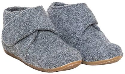 Gottstein Kinder Hausschuhe Hüttenschuhe Wollwalk Juno grau Melange