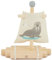 Bieco Floß Spielzeug Kinder | Holz Spielzeug 20x18 cm | Wasser Spielzeug | Schiff Spielzeug mit Segel | Boot Spielzeug für Wasser | Holzboot Schwimmfähig | Strand Spielsachen | Segelboot Deko