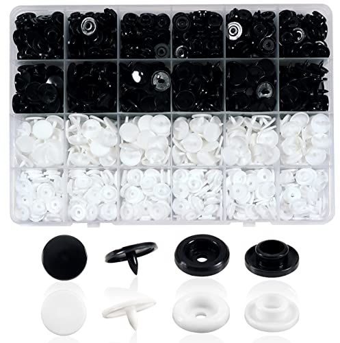 TOAOB T5 Kunststoff Druckknöpfe Nähfrei 12mm 240 Set Weiß Schwarz Buttons für Basteln Scrapbook
