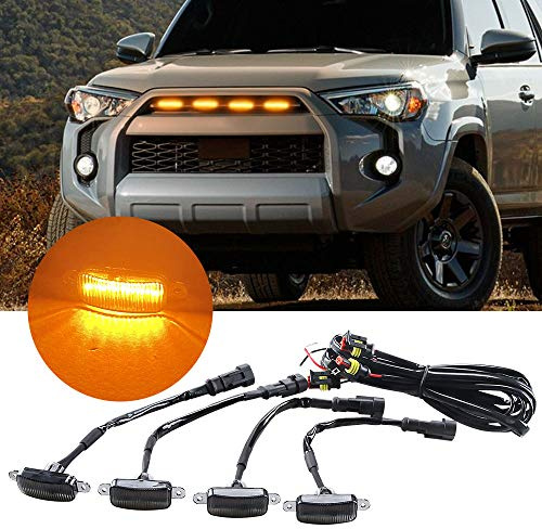 Sidaqi 4 LED 12W Ambra Griglia anteriore per auto Luci di avvertimento Ambra Luci di marcia diurna DRL Copertura paraurti anteriore Lampada adatta per SUV Fo-rd F-150 Raptor 2014-2020 Impermeabile