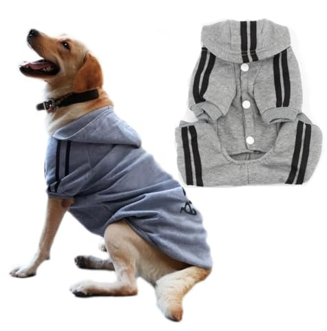 Izefia - Vêtements à Capuche pour Chien et Chat - Hoodie en Coton et Polyester Gris - Taille S - Chaud et Confortable