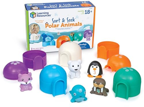 Learning Resources Sortieren & Suchen-Set – Tiere der Polarmeere, Kleinkind-Aktivitäten, Lernspielzeug, Lernspielzeugset, Farbentraining-Spielzeug, 15 Teile, ab 18 Monaten