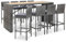 Hommdiy Akazienholz Gartenbar Set 5/9-TLG. Theke Bar Tresen Gartentheke Bartisch Stehtisch Barhocker Barstuhl Gartenmöbel Poly Rattan Grau/Schwarz (9x/200 x 80 x 110 cm/Grau)