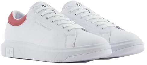 Armani Exchange ActionLeather,sidelogo,Laceup, Scarpe da Ginnastica Uomo, OP.White+Cardinal, 42 EU