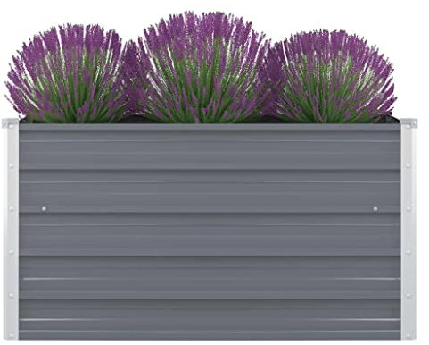 Pflanzkasten Pflanzkübel Hochbeet aus Verzinkter Stahl, Gemüse Blumen Blumenkasten Blumentopf Balkonkasten für Garten Terrasse Balkon, 100 x 100 x 45 cm Grau