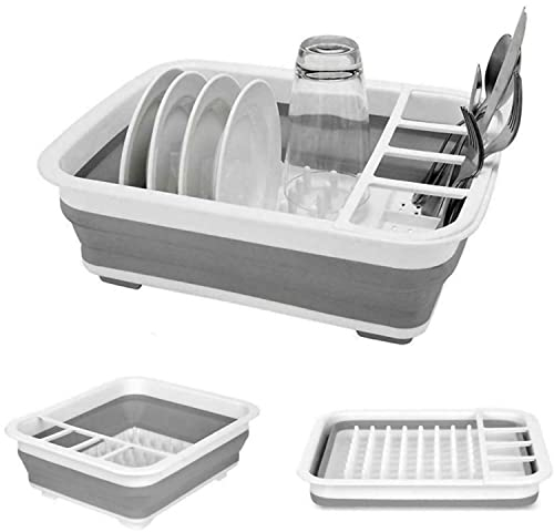 Kabalo Large White Collapsible Dish Drainer Folding Draining Rack Plates Cutlery Board