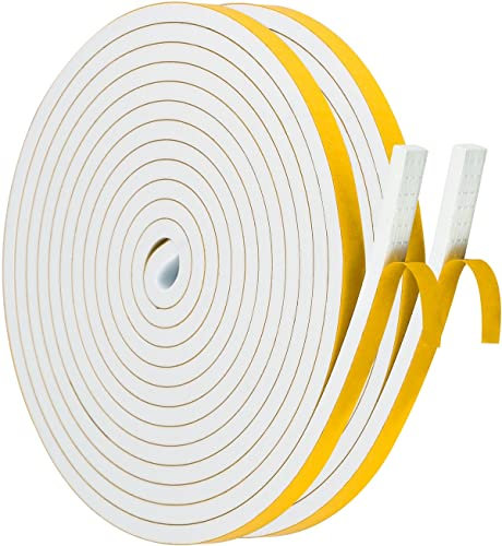 YOCCEK 8m Dichtungsband Selbstklebend für Türen Fenster 10mm(B) x6mm(D) Moosgummi Dichtband Türdichtung Fensterdichtung Zugluftstopper Wasserdicht Schalldämmung Weiß [2 Rollen mit je 4m]