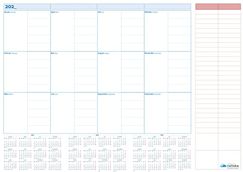 XL Wandkalender - Monatsplaner, abwischbar - immerwährend - groß DIN A1 (59x84cm) - Kalender für die Wand - Jahreskalender für 12 Monate - monthly planner (gefalzt)