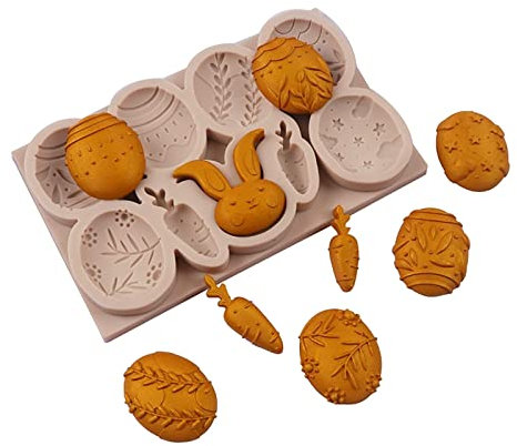 Ostern Silikonform Hase Form Hase Silikonform Backform Osterei Schokolade Silikonform Ostern Silikonform Schokoladenform DIY Kuchen Süßigkeiten Backformen Tortedeko 3D Backform (Khaki, One Size)