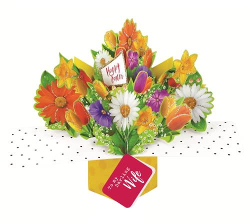 To My Darling Wife Happy Easter Pop Up Flowers Greeting Card 3D Cards POP006EV04