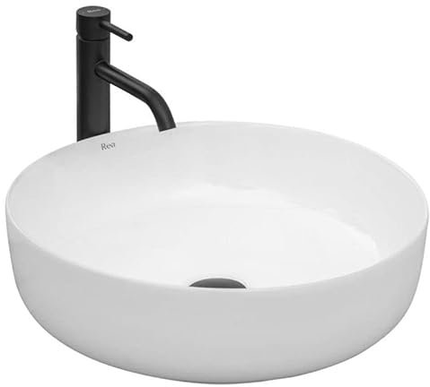 Rea Aufsatzwaschbecken Elma Waschtisch Handwaschbecken Waschschale Waschbecken für Badezimmer aus hochwertiger Keramik, 450 x 450 x 140 mm (weiß)