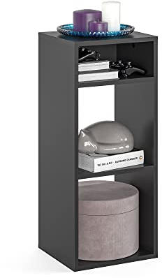 KOMTO Regal Schwarz - Bücherregal Klein Standregal Würfelregal Büroregal 33,8 х 30,7 х 80,4 cm Bücherschrank RIM2 für Kinderzimmer Regal Wohnzimmer