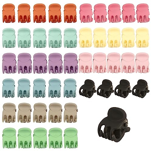 50 Pièce Mini Pinces à Cheveux, Petite Pince Cheveux Femme, Petite pince à Griffes en Plastique, Petits Clips Antidérapantes, Mini Pinces à Griffes de Cheveux, Pour Filles et Femmes (10 Couleurs)