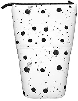 Teleskop-Federmäppchen, Splash Dots, Schwarz auf Weiß, Ständer, Stiftehalter mit Reißverschluss, Make-up-Tasche, Stiftebeutel