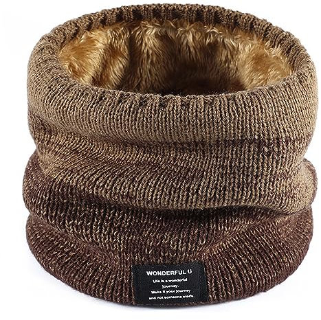 Rayson Loop Schal Damen Winter Baumwolle Strick Neck Warmer mit Fleece Weich Knitted HalswäRmer Damen Warm Gross Lang Rundschal für Männer Damen(Kaffee,One Size)