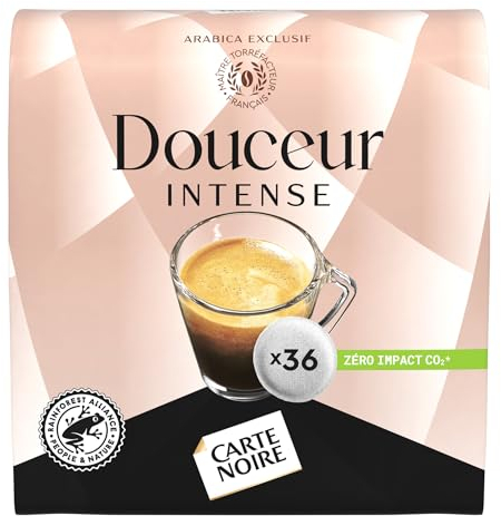 CARTE NOIRE – Café en Dosettes Souples Douceur Intense – Pur Arabica certifié Rainforest Alliance - 10 Paquets de 36 Dosettes – Compatibles Senseo (360 dosettes)