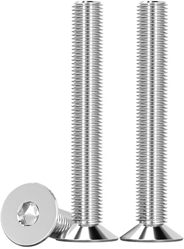 Drenky 10 Pièces M8 X 50mm Vis à Tête Fraisée, Tête Fraisée Allen Vis à Tête Fraisée Argent en Acier Inoxydable A2 V2A Vis Hexagonales Norme DIN 7991 / ISO 10642 Vis Inox