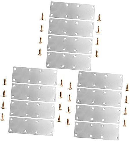 12 Stk Plattenverbinder möbel reparatur möbelverbinder ersatzteile für gartenmöbel Klammern für Hosenträger rostfreie Verbindungsplatte eben Rostfreier Stahl Reparaturplatte