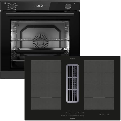 Oranier Pyrolyse Backofen Set EBP620 Einbau autark - 9 Funktionen & Flächen-Induktion 80 cm mit Kochfeldabzug KFA590-4 Kochzonen & Slider-Steuerung