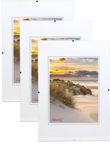 KM FOTO Set 3er 5er Rahmenlose Bildhalter Glasbildhalter Bilderrahmen Cliprahmen Klarglasrahmen Fotopräsentation: Format: 3er 30x30