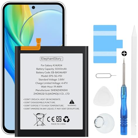 Akku für Galaxy A54 A34 SM-A346 SM-A546 5000mAh Batteriecode EB-BA546ABY Li-Polymer Ersatzakku mit Werkzeugset