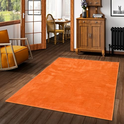 Snapstyle Luxus Super Soft Hochflor Langflor Teppich Deluxe Orange - Flauschig Weich für Wohnzimmer Schlafzimmer Kinderzimmer