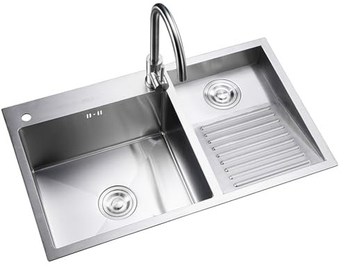 Fregadero de la Sala de Lavandería Lavabo Fregadero de Lavandería de Acero Inoxidable, Lavabo de Limpieza de la Piscina de Lavandería con Tabla de Lavar y Grifo