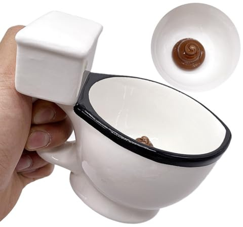 TECHNOZONIC 300ml Spoof Poo Toilet Cup Creative Weird Ceramic Mug Novelty Modelling Trick Coffee Cups for Gift (B)