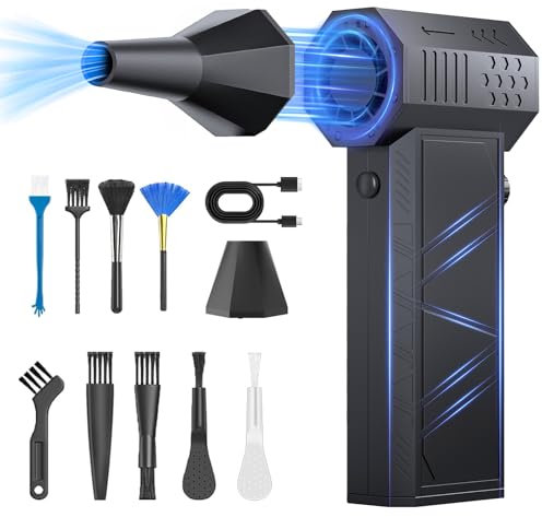 HCRTGAY Air Duster Electric,Compressed Air Duster 130000RPM,Air Blower 3 Gear Strength,Mini Blower,Car Dryer Air Blower,jet fan,small blower,air blaster for Computer Keyboard,Outdoors,Car,Home (Black)