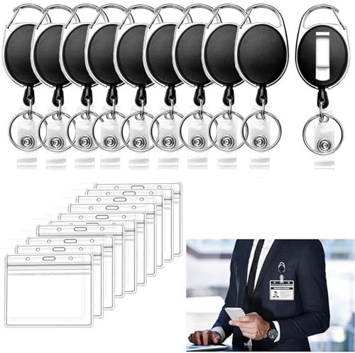 RXKFIGX Portachiavi Con Corda Allungabile 10 Pcs Retrattile Bobina Badge Portachiavi Retrattile Allungabile Retrattile Con Moschettone Clip Portachiavi Retrattile per Carta D'identità Nome portachiavi