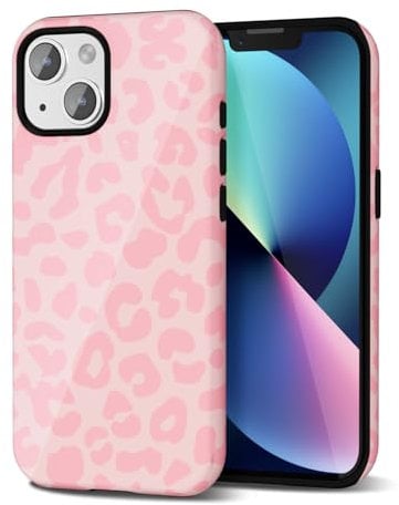 Svanove Cheetah Print Phone Case for iPhone 13/14 Case Girly Trendy Leopard Pattern, Retro Cool Animal Print, Luxury Cute Case for Women, Aesthetic Y2k Hard Shell Plastic, Pink