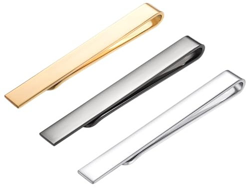 Asienice Lot de 3 Pince à Cravate Homme d'affaires et Mariage étroites Luxueux inoxydable mat cool pour Homme