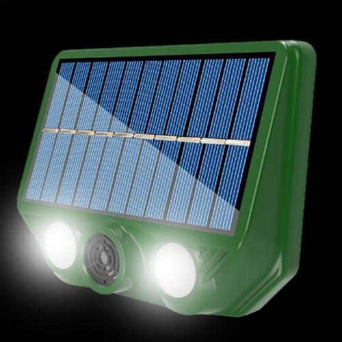 Ahuyentador Solar de Animales - 20-36.5khz Dos Modos de iluminación Repelente de Animales ultrasónico Solar para Exteriores - Repelente de Gatos al Aire Libre para repeler Ciervos, mapaches, Conejos,