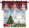 Lamppdcor Weihnachtsvalance Weihnachten Küchenvorhänge 54x18in Schneeflocken Schneemann Kurze Weihnachtsvalance Fensterstange Tasche Küche Vorhänge für Schlafzimmer Wohnzimmer Badezimmer