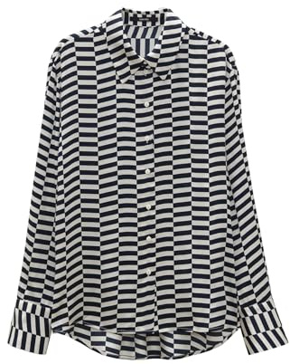 someday Damen Langarmbluse | Printbluse ZPHERE Loose aus nachhaltiger Viskose Ocean, 38