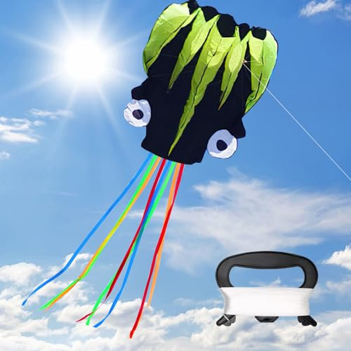 XIMEY Oktopus Drachen für Kinder und Erwachsene - 550 x 72 cm Winddrachen mit 100m Drachenschnur - ab 8 Jahre