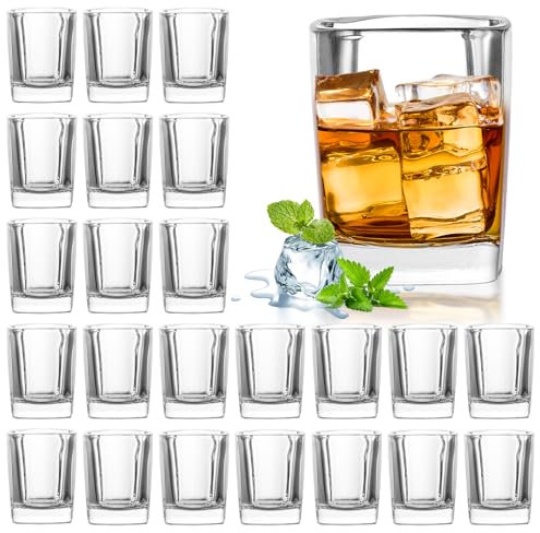 DAJAVE Shot Glasses Set of 24, 2oz/60ml Shot Glasses with Heavy Base Mini Shot Glass Small Glass for Spirits, Cocktail, Whisky, Liquor, Espresso, Bar, Party