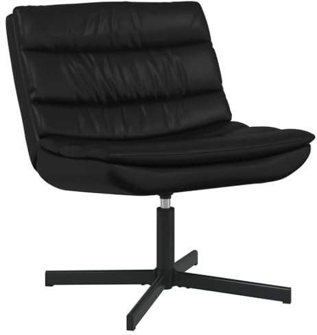 vidaXL Swivel Chair Black 63 x 75 x 76 cm PU, Living Room Seating, Modern Swivel Chair, Ergonomic PU, Adjustable Rotating Lounge, Chic Functional Design